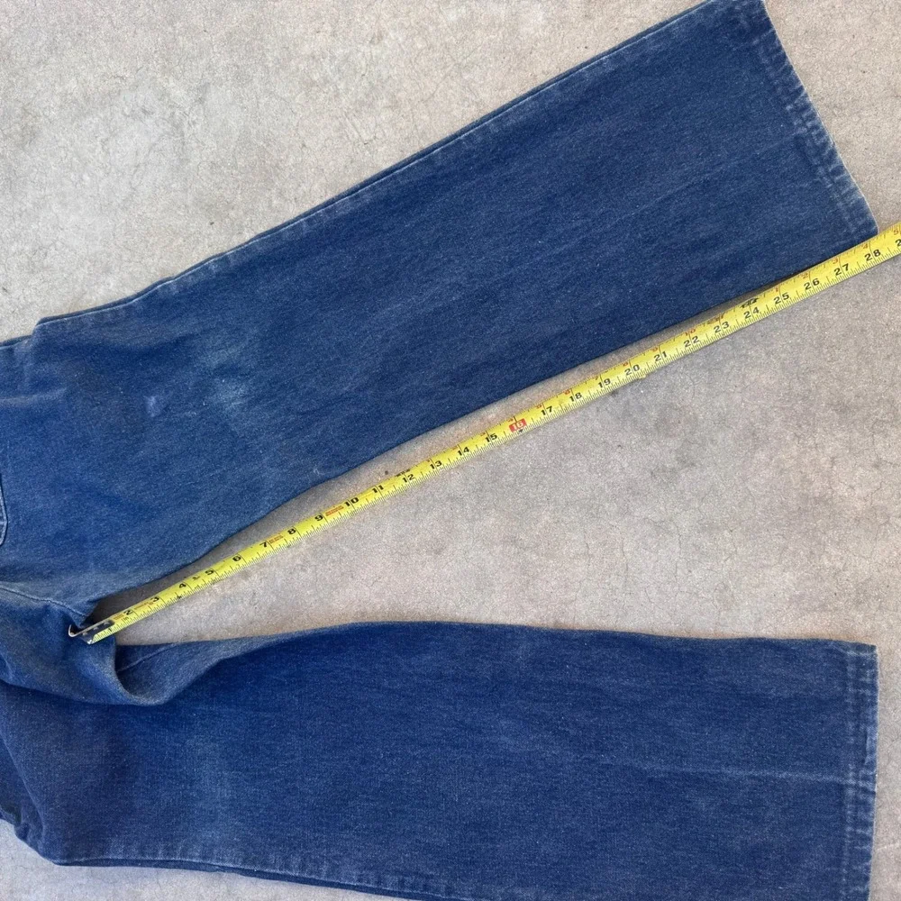 Vintage 70s Lee High Waisted Wide Leg Jeans Dark Wash Talon Made in USA 22-28